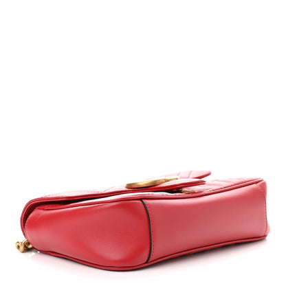 Gucci Calfskin Matelasse Mini GG Marmont Shoulder Bag Hibiscus Red 3 of 10