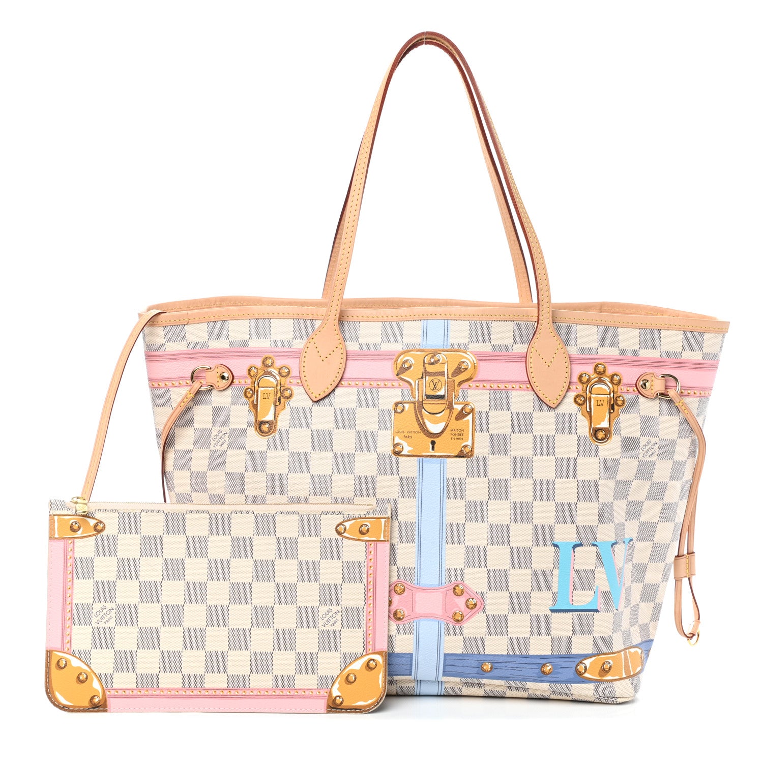 Louis Vuitton Damier Azur Summer Trunks Neo Neverfull MM 1 of 9