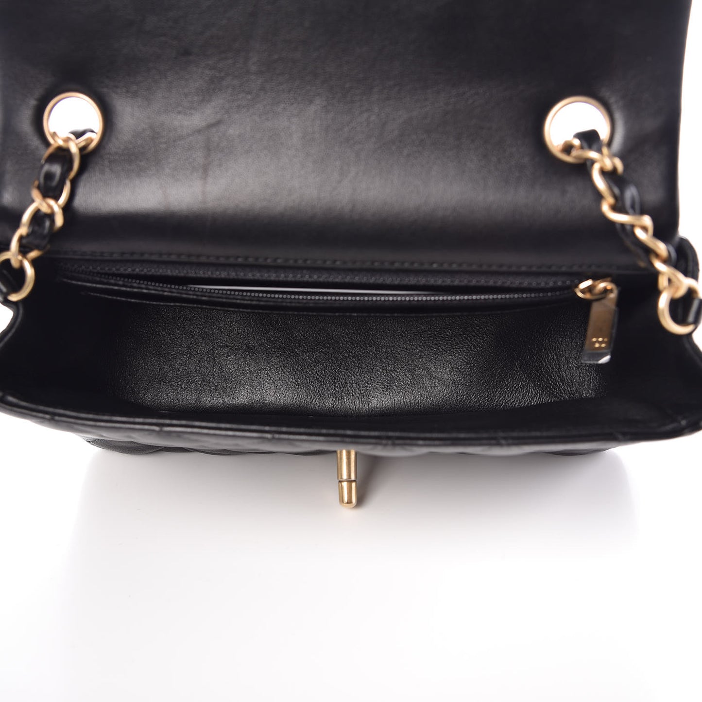 Lambskin Quilted Mini Rectangular Flap Black