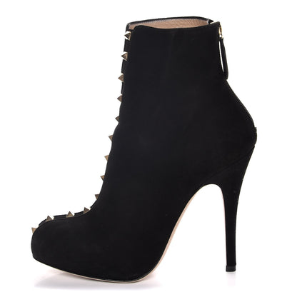 Valentino Garavani Suede Rockstud Ankle Boots 38 Black 1 of 11