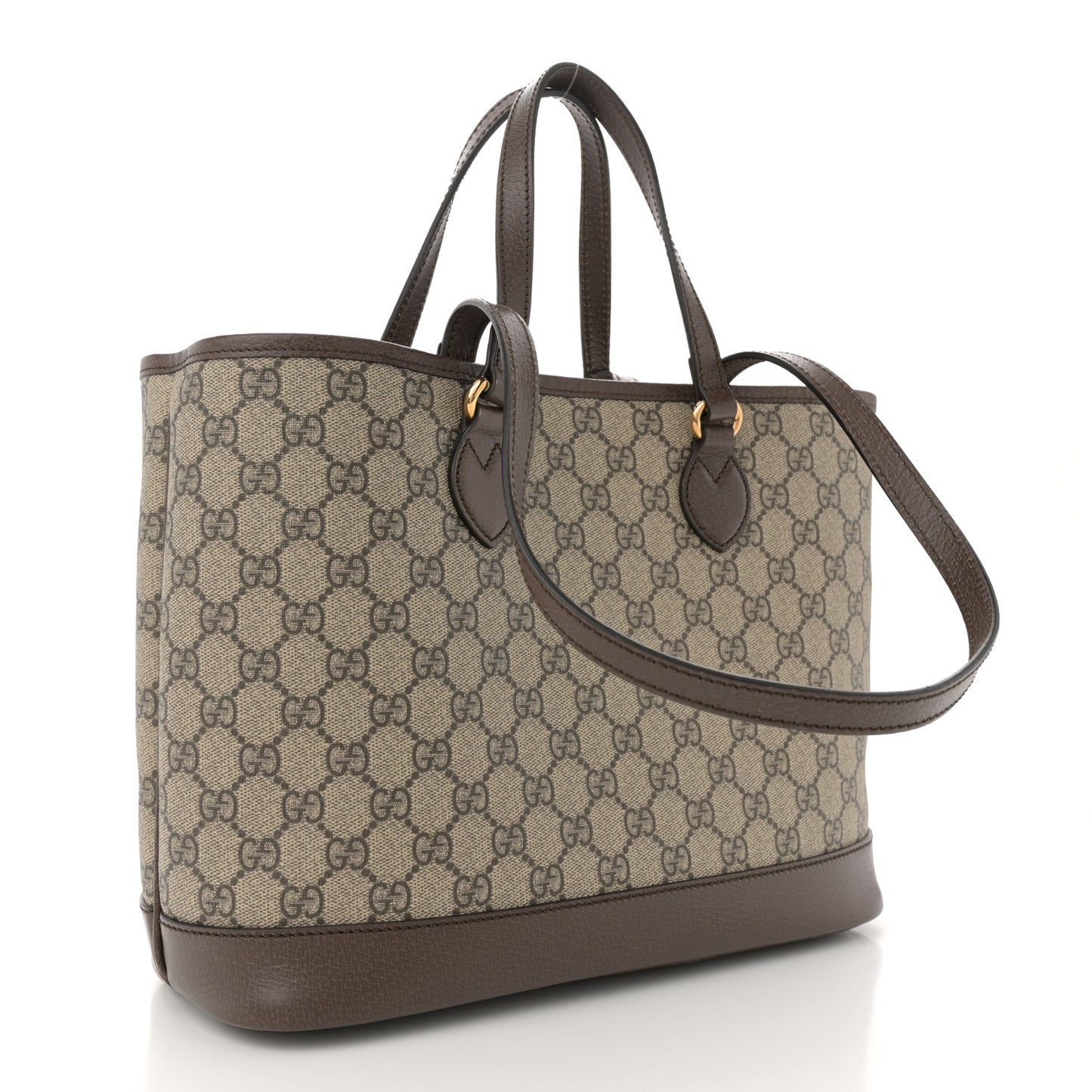 GG Supreme Monogram Textured Calfskin Small Ophidia Shoulder Tote Bag Beige Ebony New Acero
