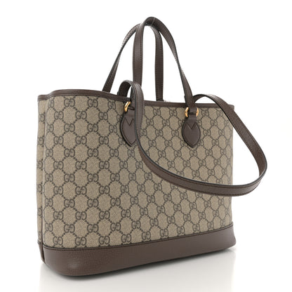 Gucci GG Supreme Monogram Textured Calfskin Small Ophidia Shoulder Tote Bag Beige Ebony New Acero 3 of 12