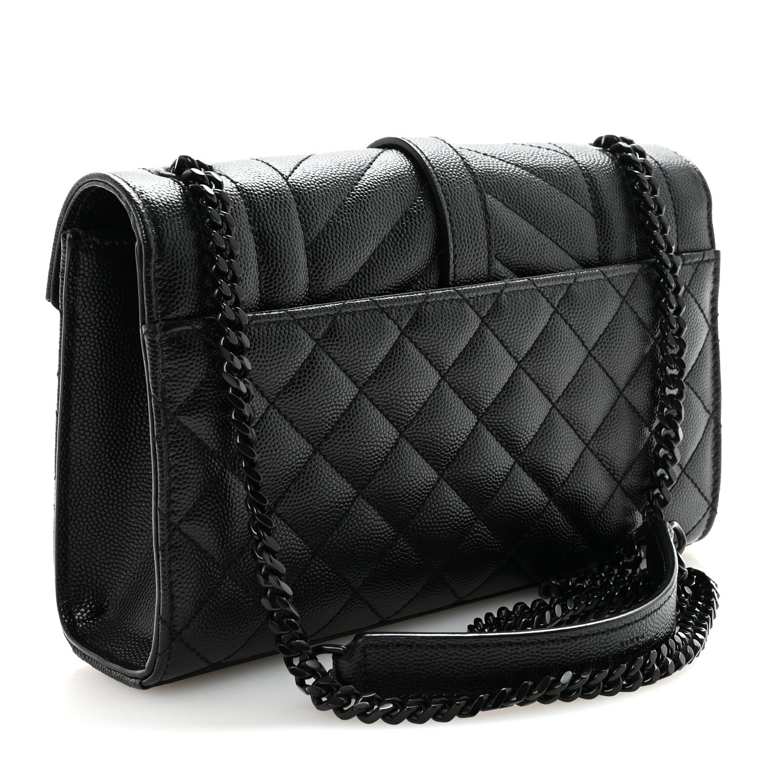 Saint Laurent Grain De Poudre Textured Mixed Matelasse Triquilt Small Monogram Monochrome Satchel Black 3 of 9