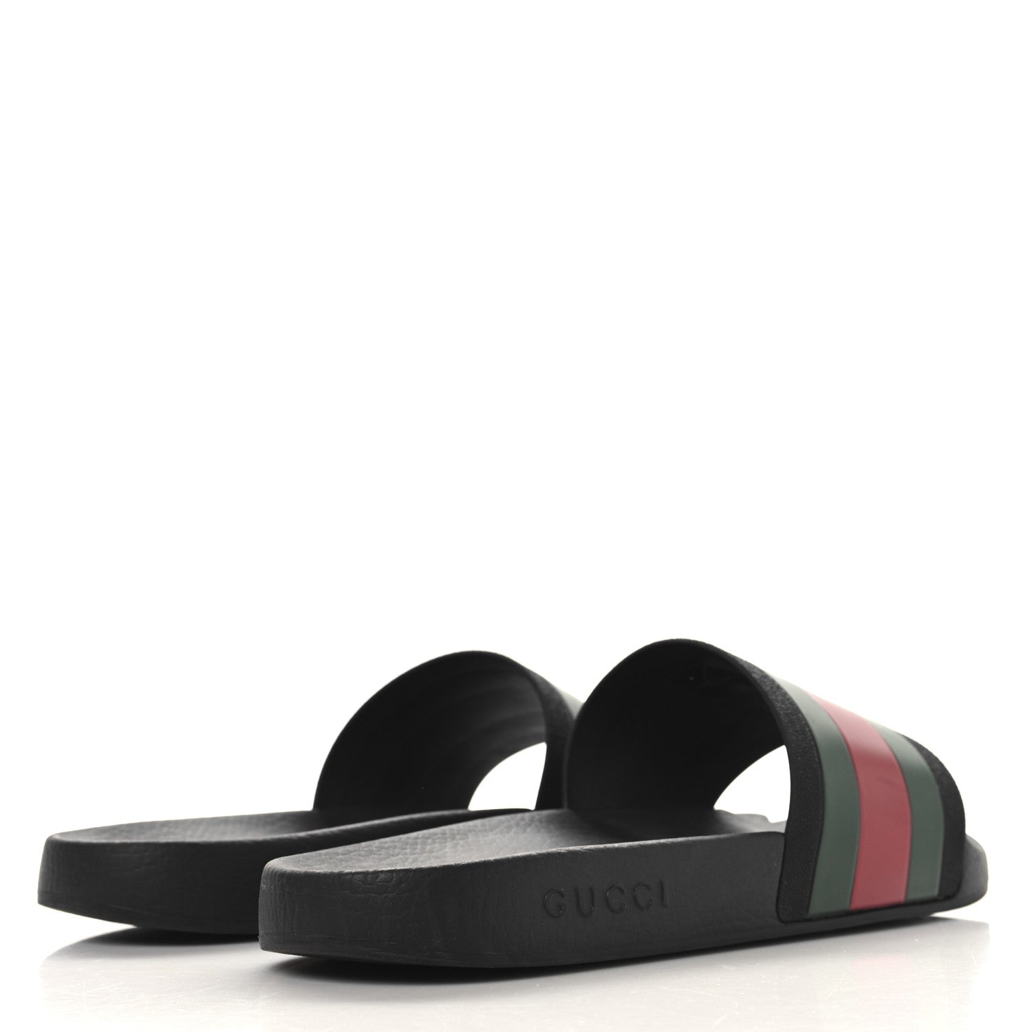 Gucci Rubber Web Mens Pool Slide Sandals 12 Black Green Red 5 of 10