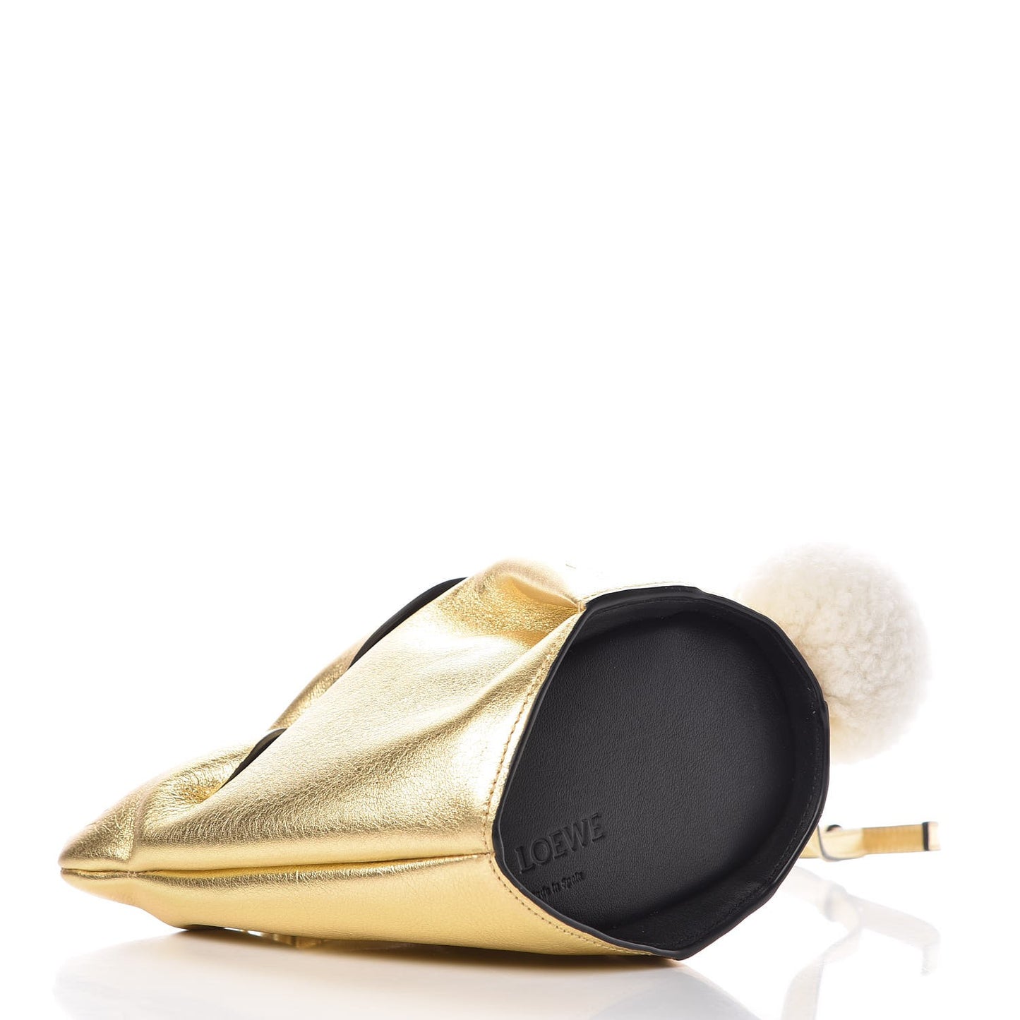 Metallic Calfskin Bunny Shoulder Bag Gold