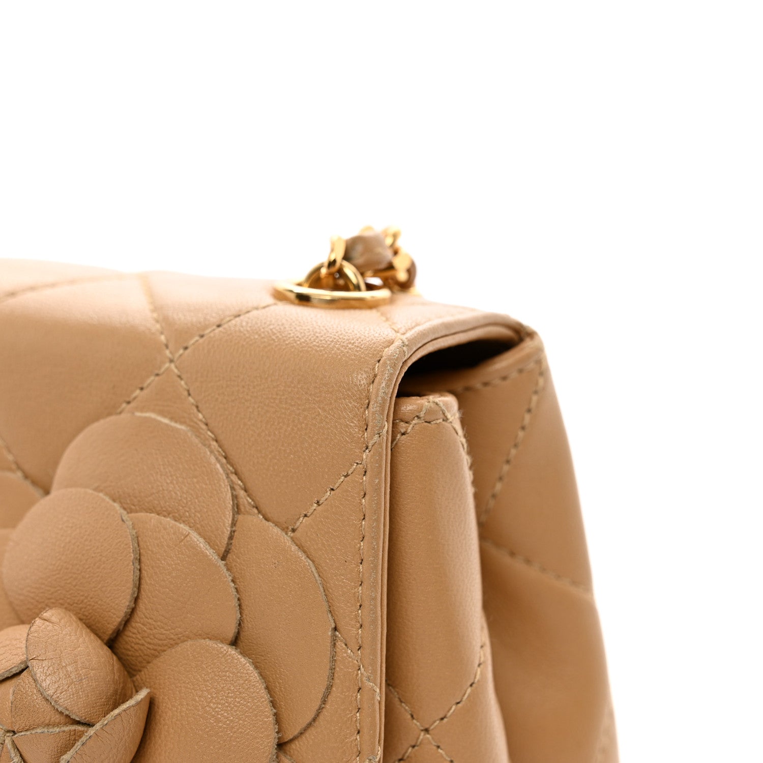 Chanel Lambskin Quilted Mini Camellia Flap Beige 12 of 12