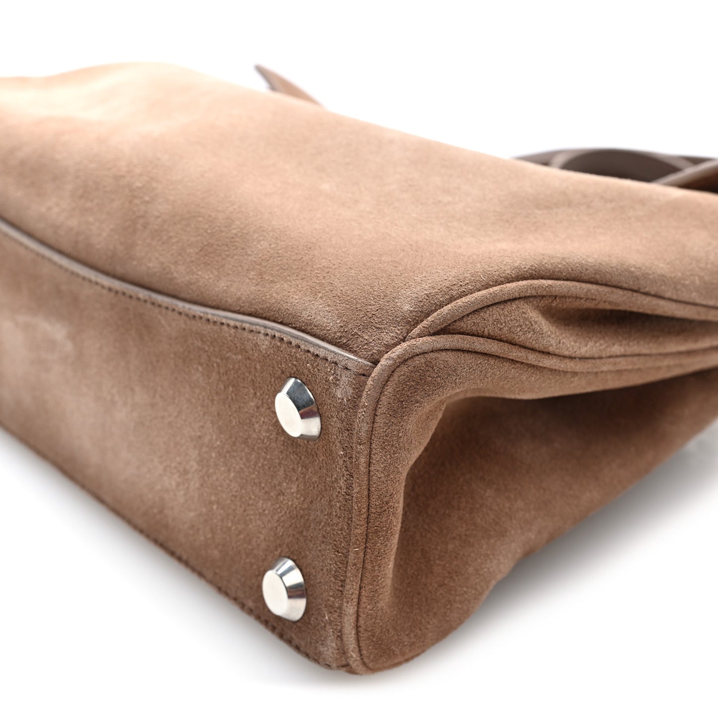 Waxed Suede Small Rodeo Top Handle Handbag Beige