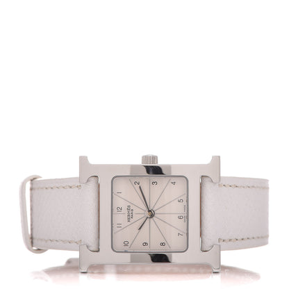 Cartier HERMES Stainless Steel Epsom 21mm Heure H Hour Quartz Watch Blanc 3 of 9