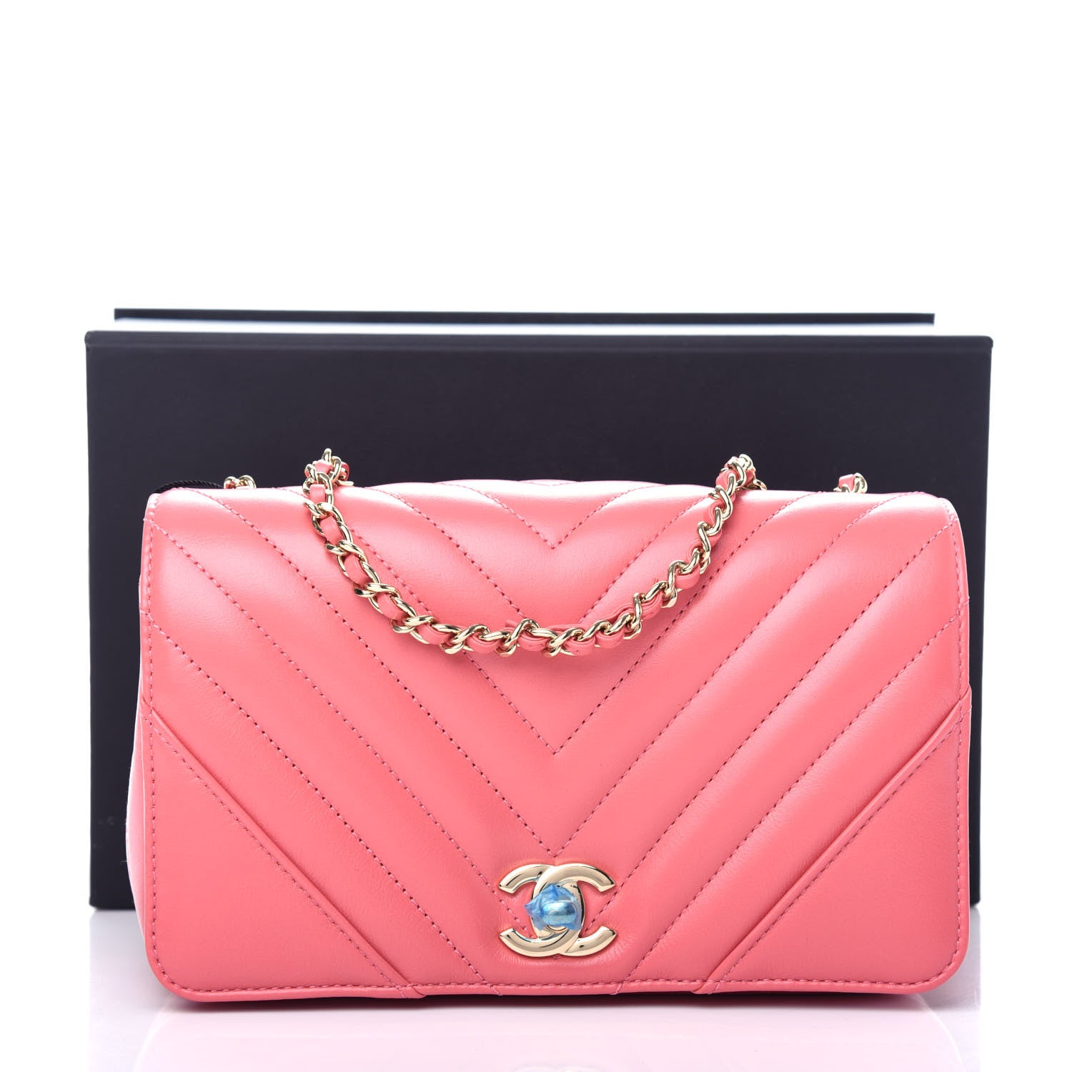 Chanel Calfskin Chevron Quilted Mini Statement Flap Pink 11 of 11