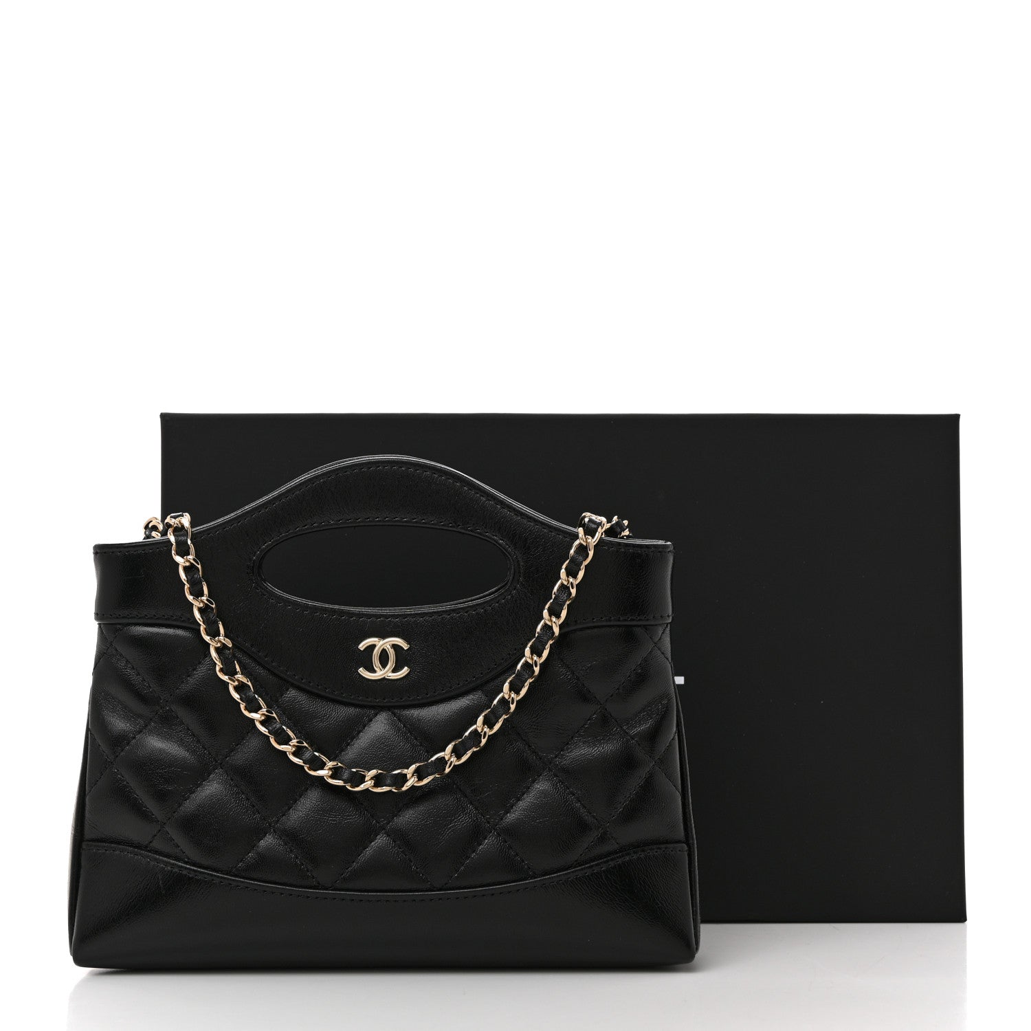 Chanel Shiny Crumpled Calfskin Quilted Nano 31 Shopping Bag Black 11 of 11