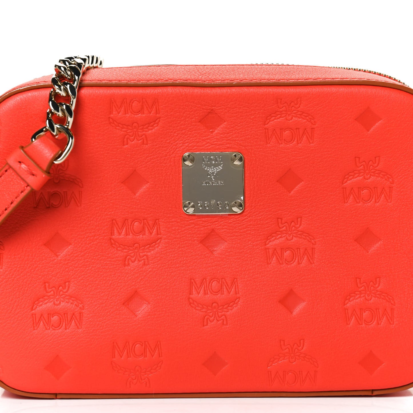 Calfskin Ottomar Monogram Klara Crossbody Bag Hot Coral