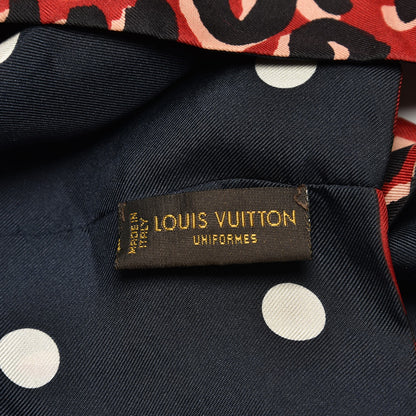 Louis Vuitton Silk Leopard Snood Scarf Red Rouge Blue Infini 5 of 5