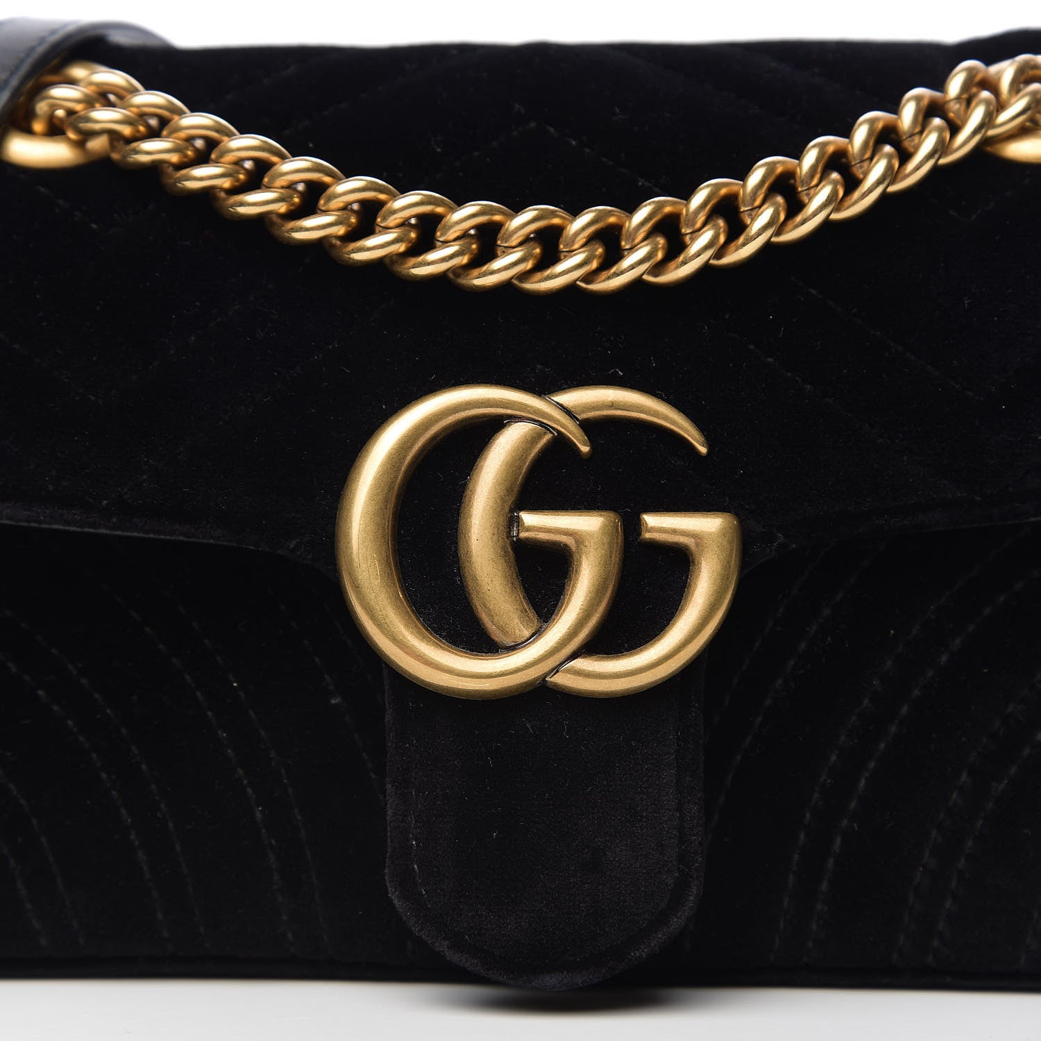 Gucci Velvet Matelasse Mini GG Marmont Shoulder Bag Black 9 of 9