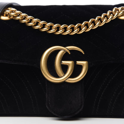 Gucci Velvet Matelasse Mini GG Marmont Shoulder Bag Black 9 of 9