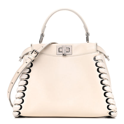 Fendi Nappa Lace Up Mini Peekaboo Iconic Satchel Bianco Carta 1 of 4