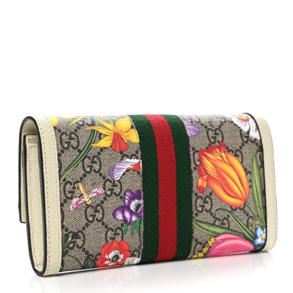 Gucci GG Supreme Monogram Flora Web Ophidia Continental Wallet White 3 of 8