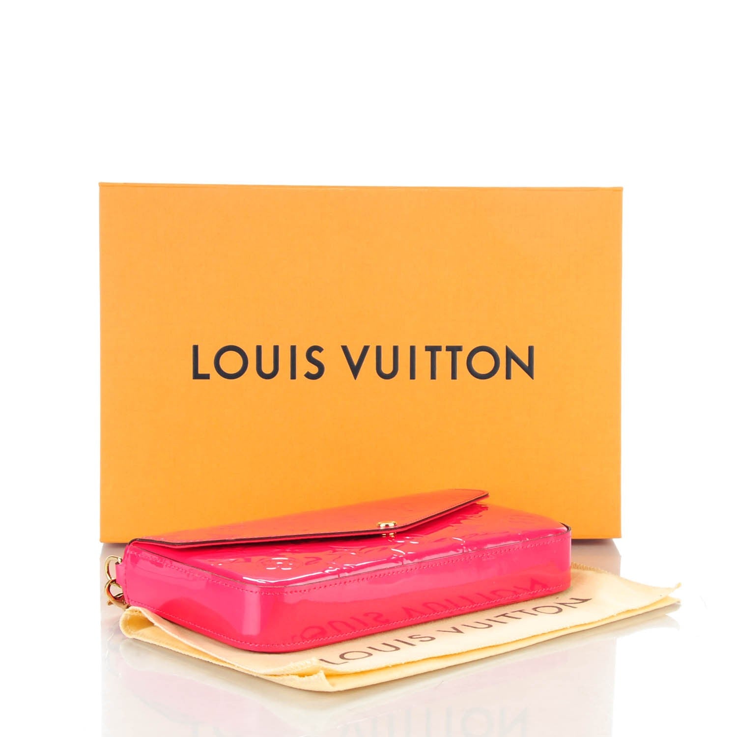 Louis Vuitton Vernis Felicie Pochette Chain Wallet Hot Pink 4 of 7