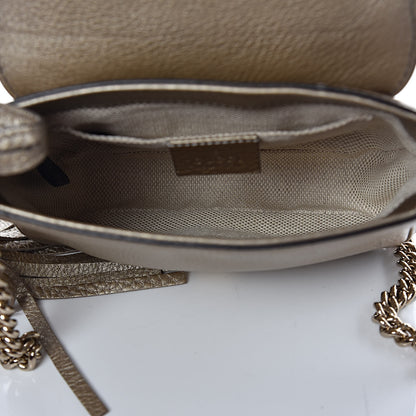 Gucci Metallic Pebbled Calfskin Small Soho Flap Crossbody Golden Beige 5 of 10