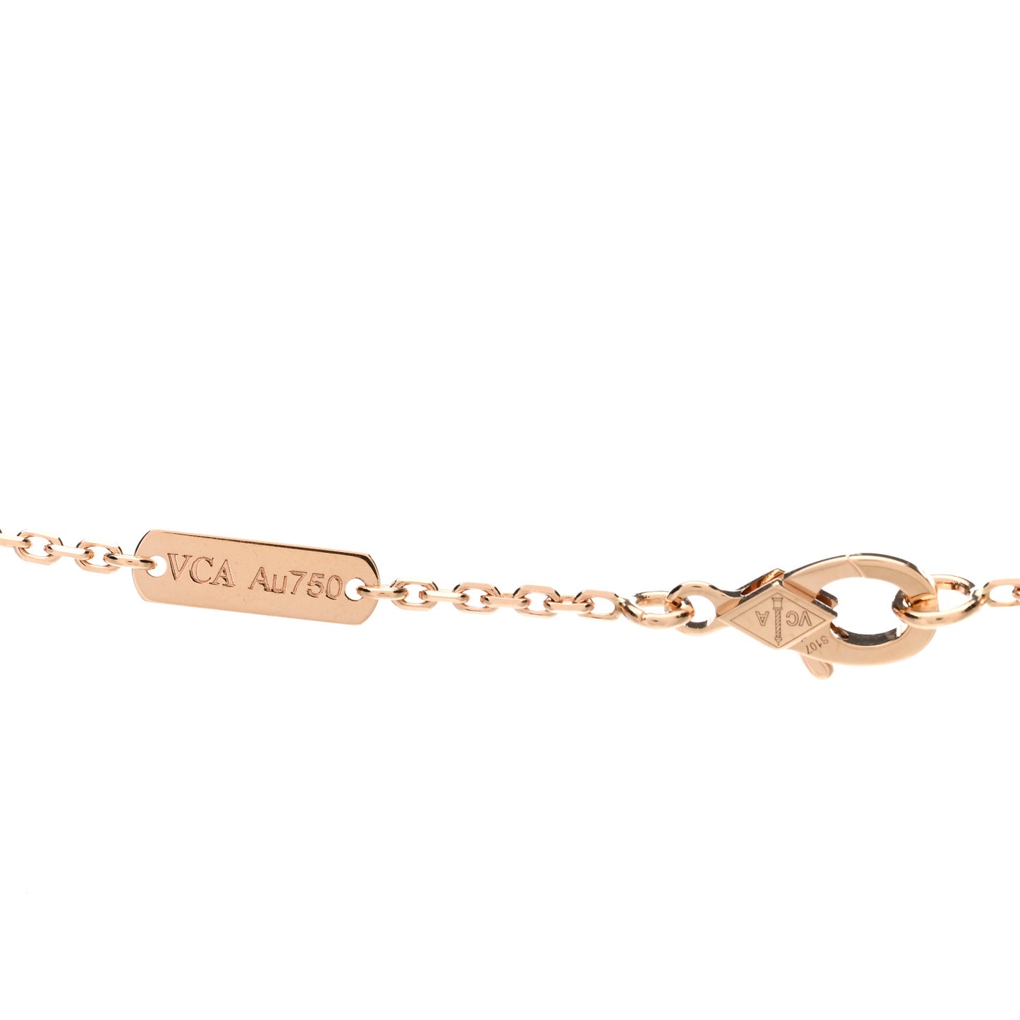 18K Rose Gold Diamond Rhodonite Vintage Alhambra Pendant Necklace