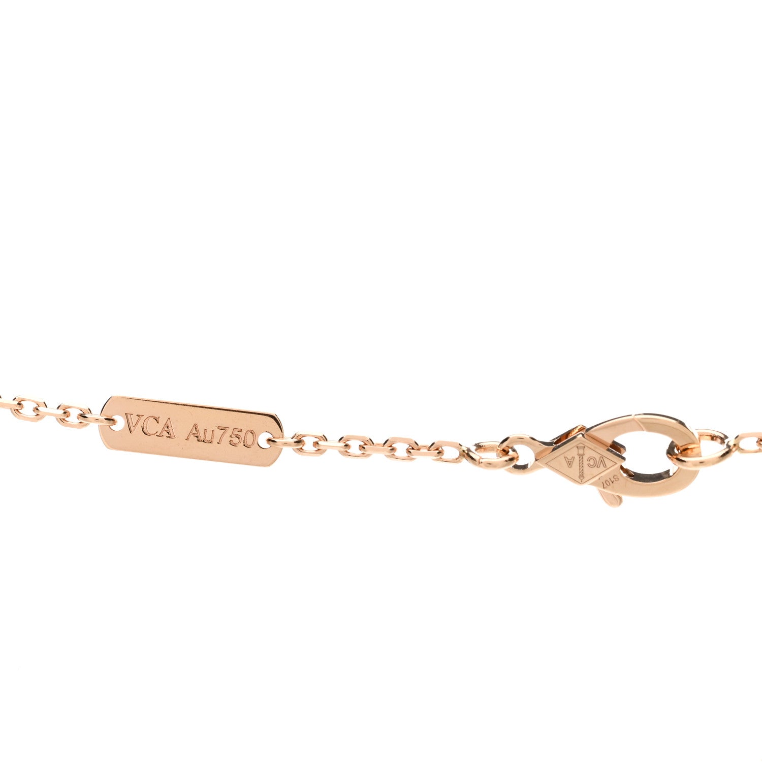 Van Cleef & Arpels 18K Rose Gold Diamond Rhodonite Vintage Alhambra Pendant Necklace 4 of 5
