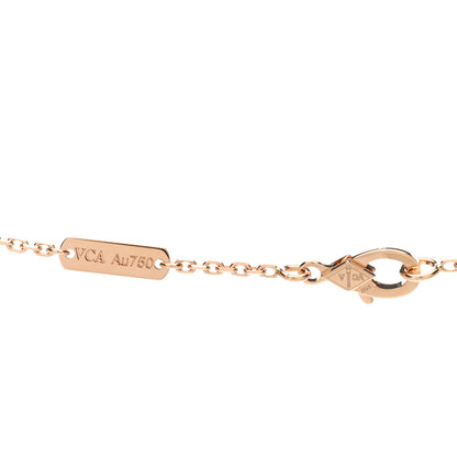 Van Cleef & Arpels 18K Rose Gold Diamond Rhodonite Vintage Alhambra Pendant Necklace 4 of 5