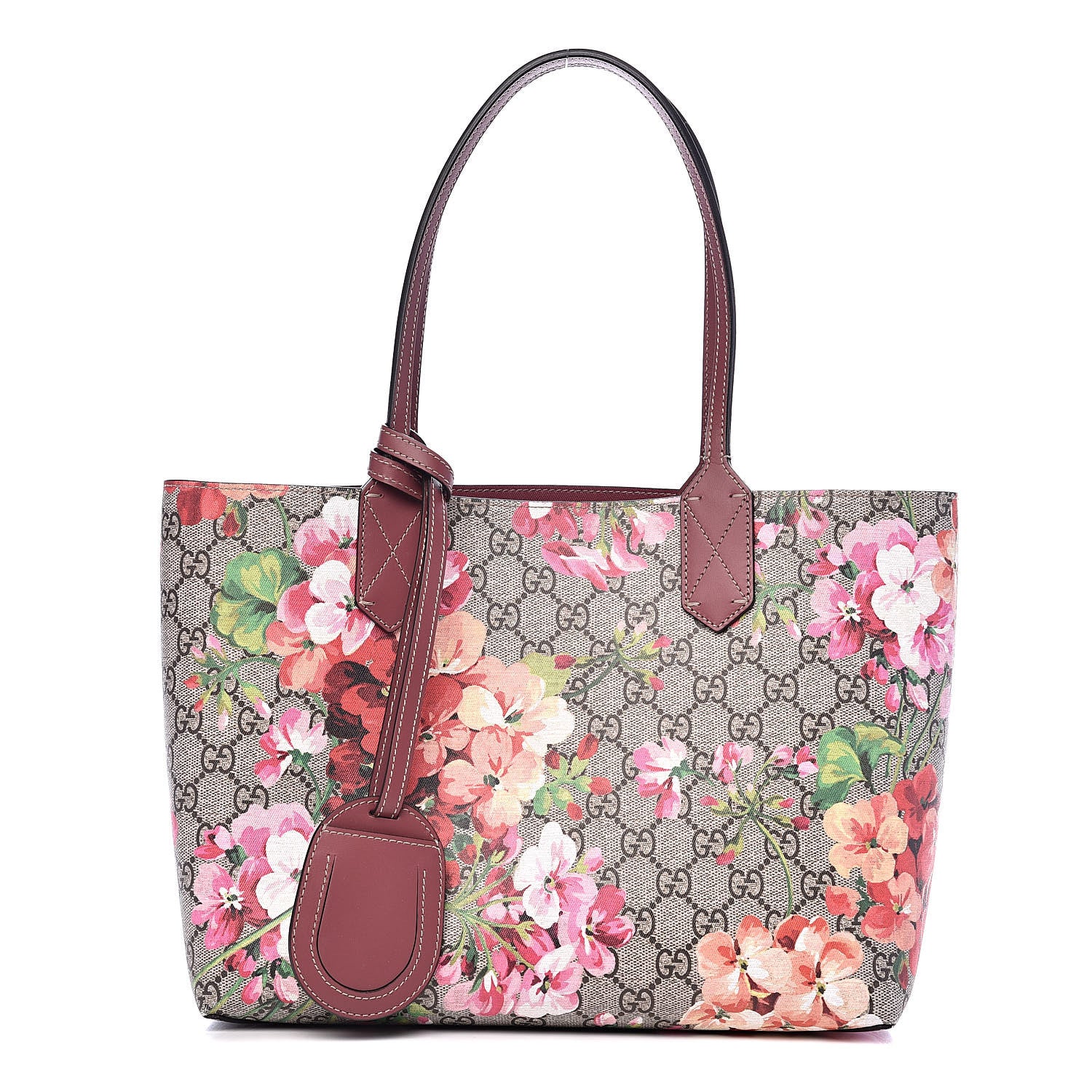 Gucci GG Supreme Monogram Blooms Small Reversible Tote Beige Multicolor Dry Rose 1 of 19