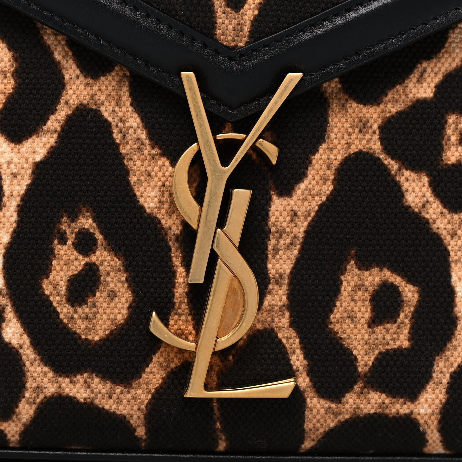 Saint Laurent Canvas Leopard Print Mini Classic Monogram Cassandra Top Handle Black 8 of 11