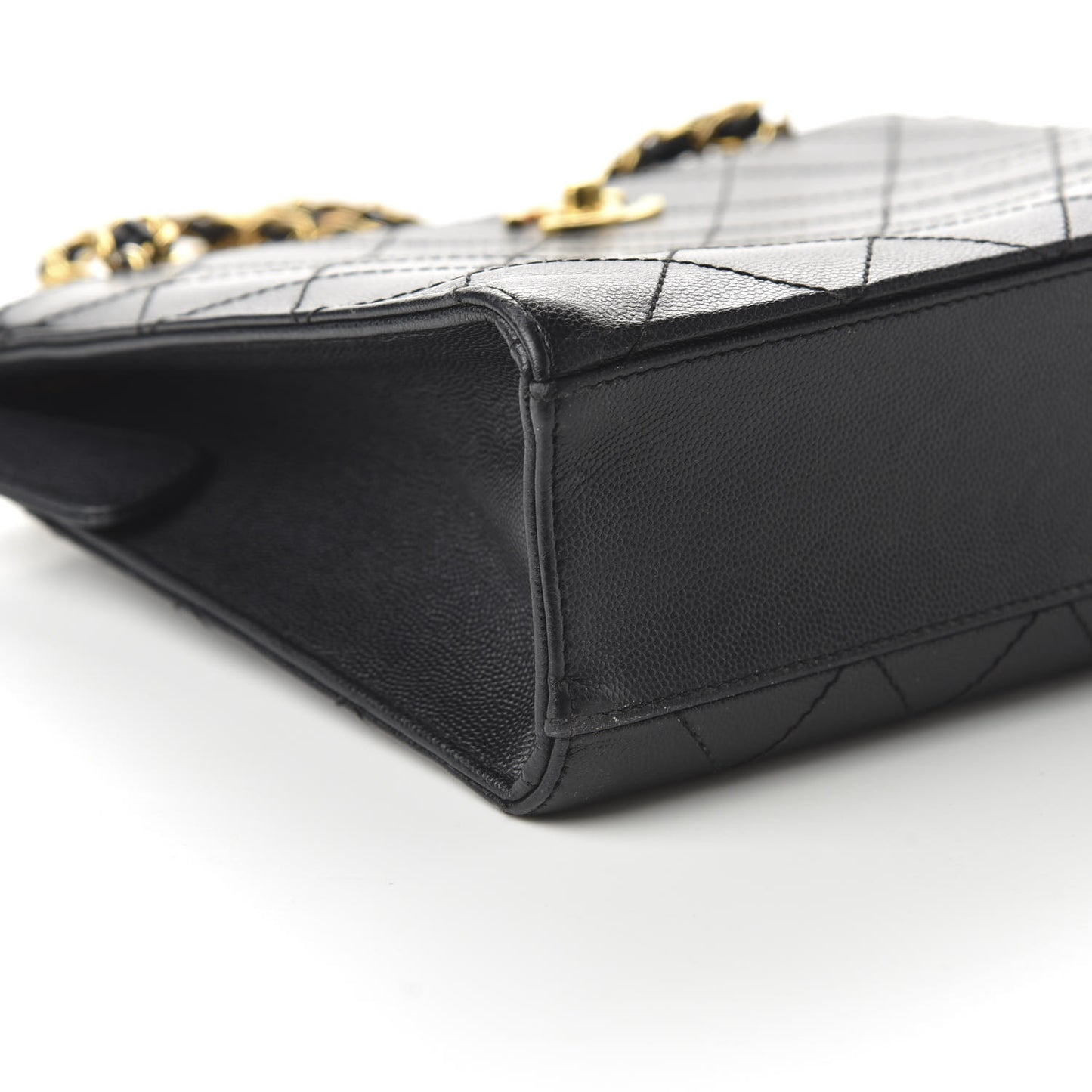 Caviar Diamond Stitched Shoulder Bag Black