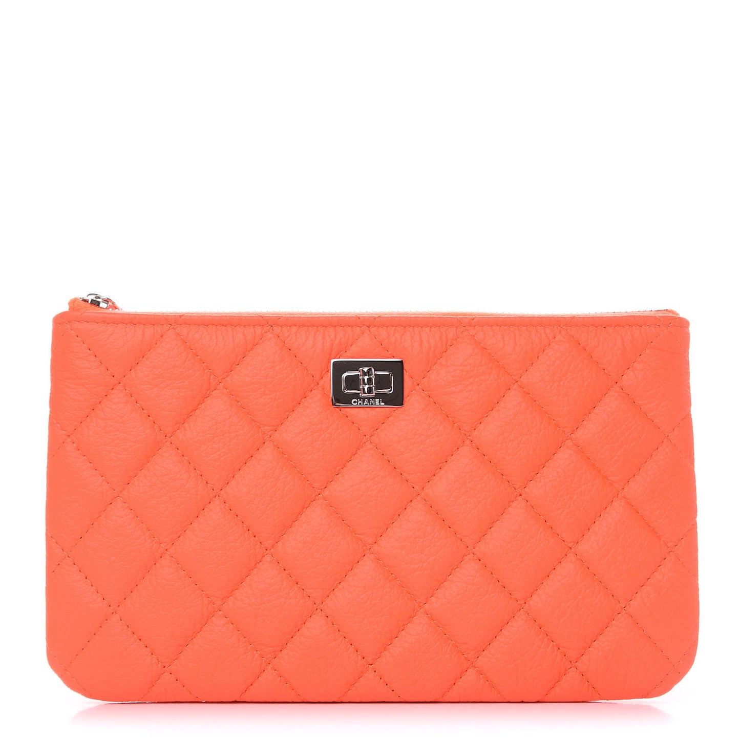 Goatskin Quilted Medium Reissue Cosmetic Case Orange