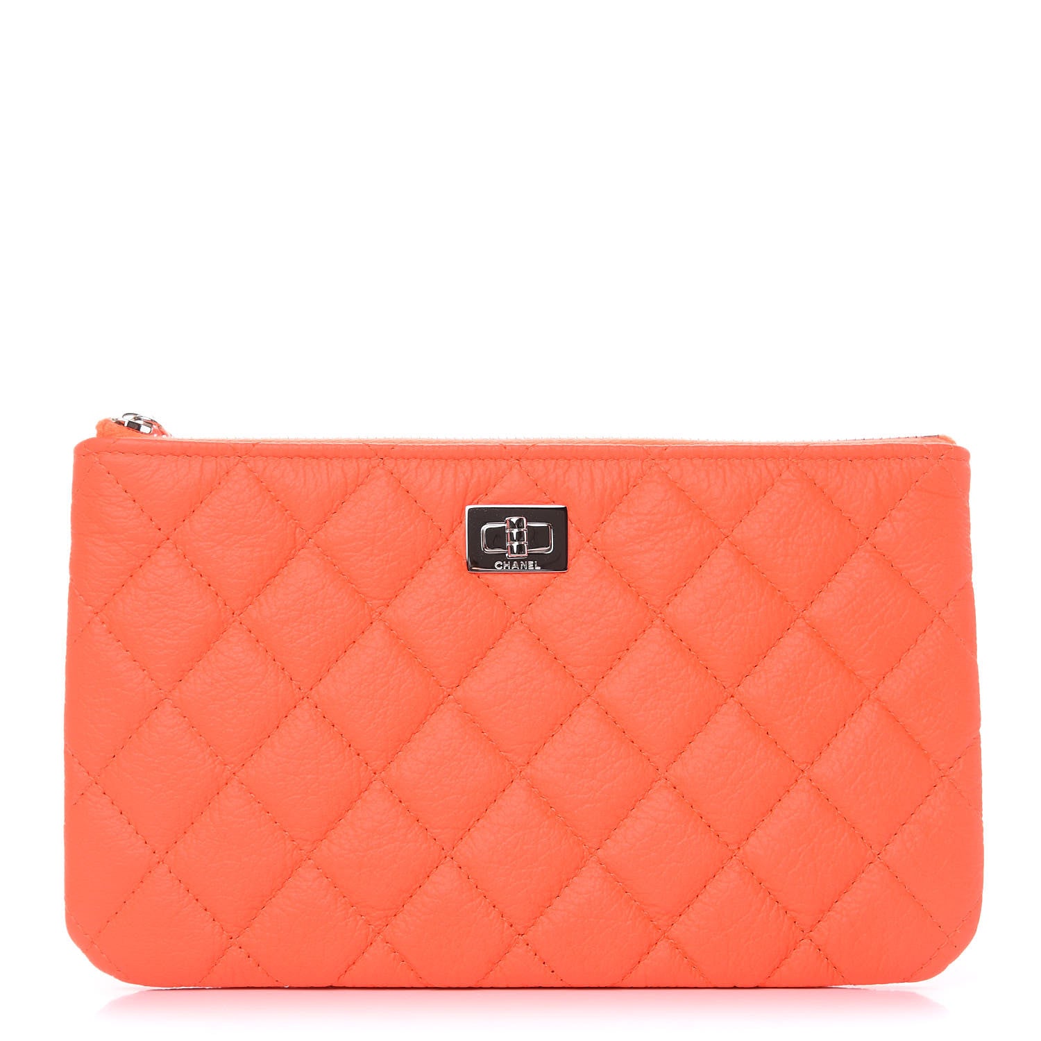 Chanel Goatskin Quilted Medium Reissue Cosmetic Case Orange 1 of 8