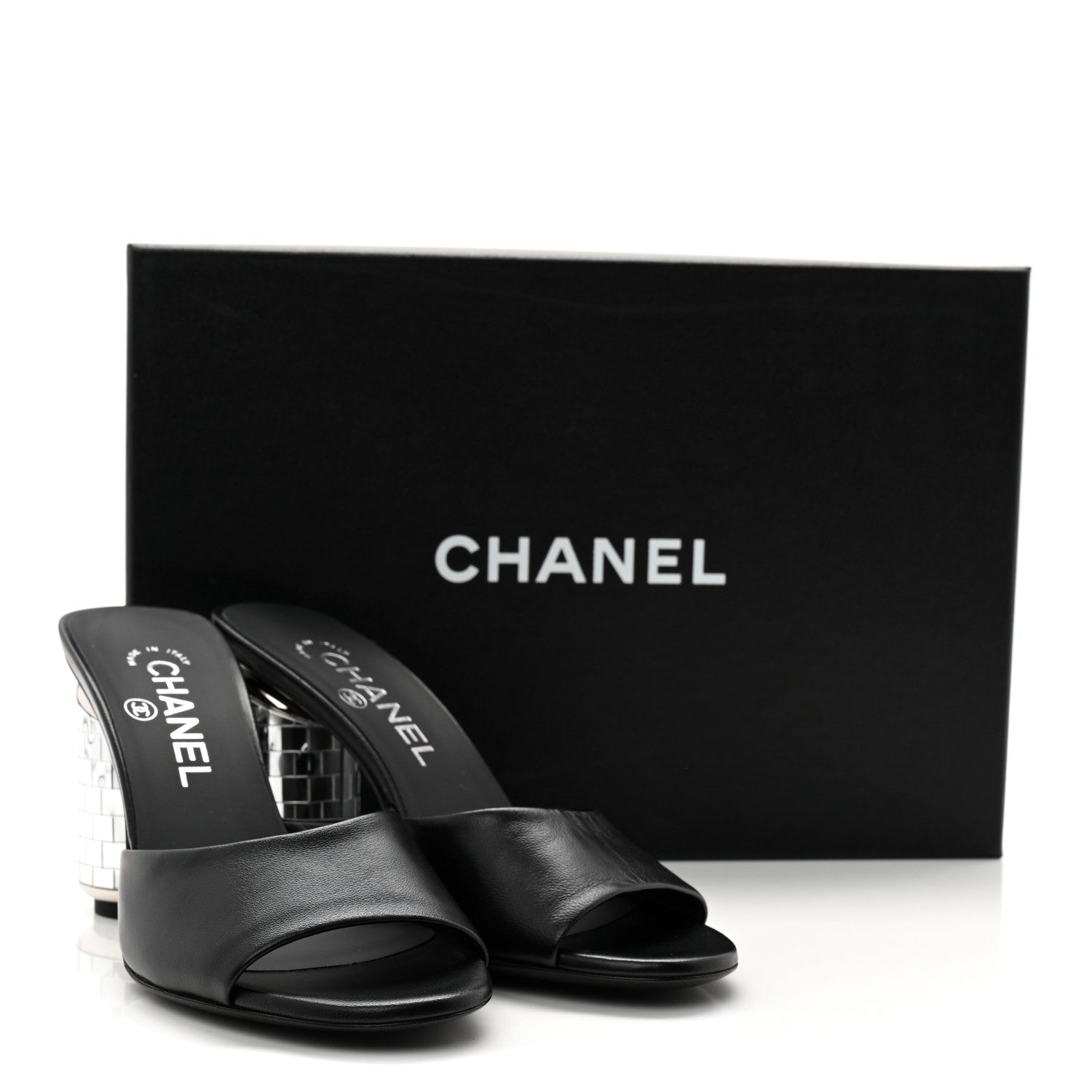 Chanel Lambskin Mirror Mules 35.5 Black 10 of 10