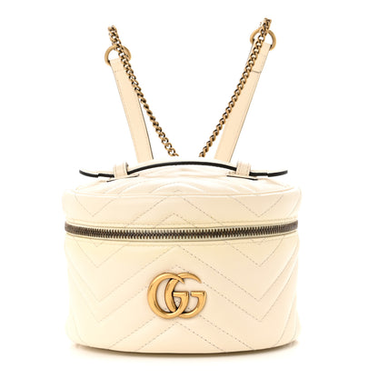 Gucci Calfskin Matelasse Mini GG Marmont Round Backpack White 1 of 12