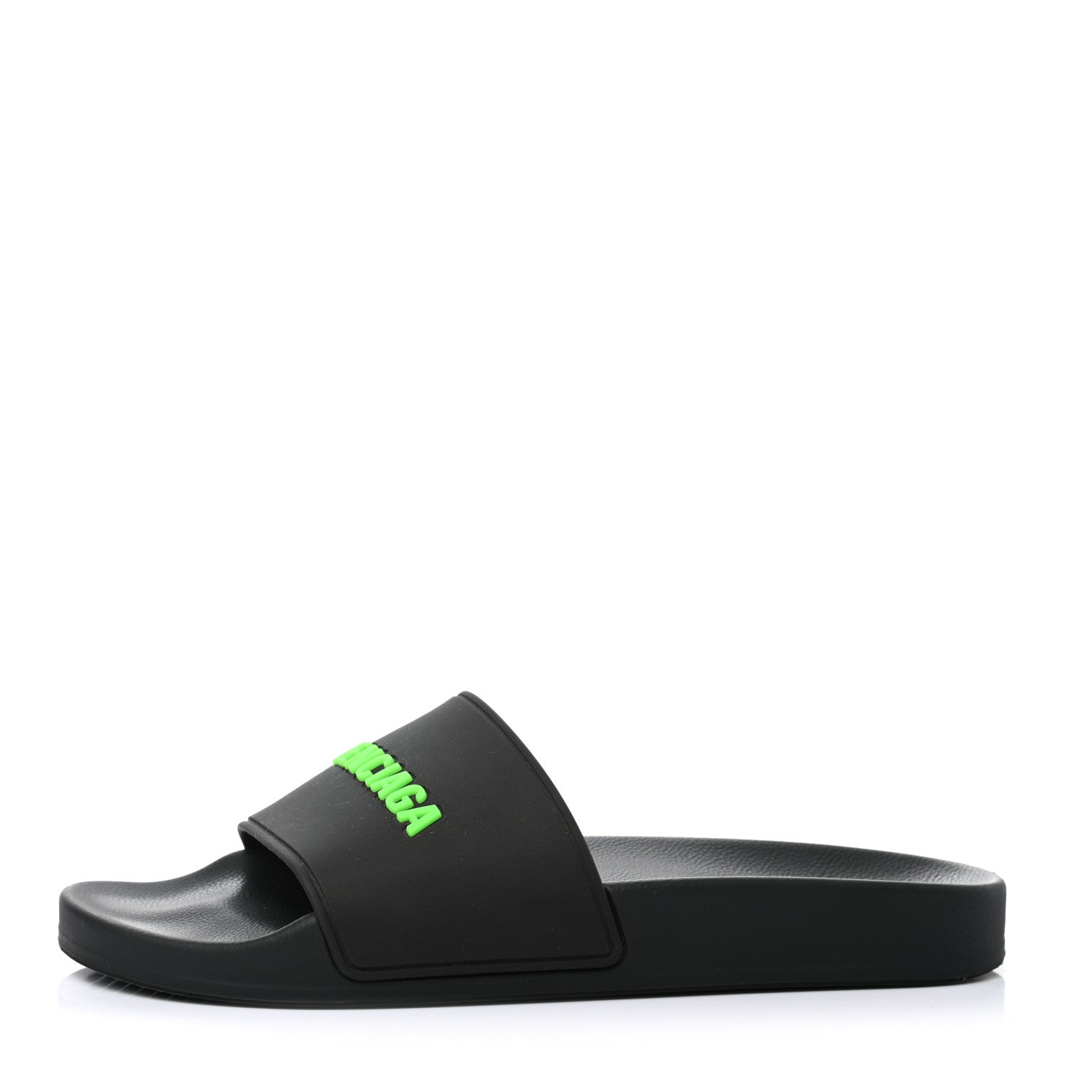 Balenciaga PVC Logo Womens Pool Slide Sandals 38 Black Green 1 of 6