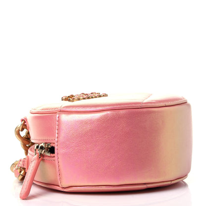 Chanel Iridescent Calfskin Quilted Chanel 19 Round Clutch With Chain Pink 3 of 4