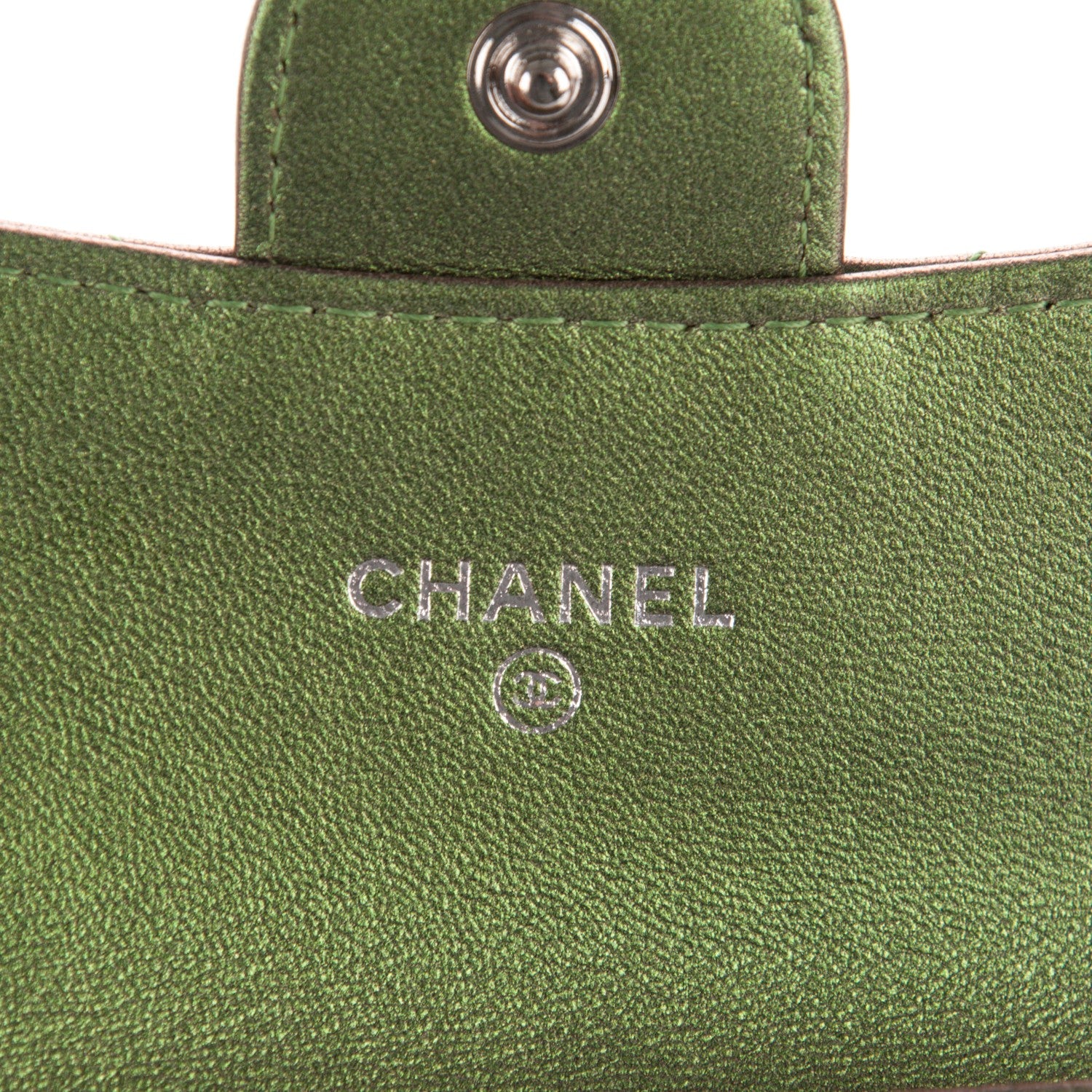 Chanel Metallic Lambskin Quilted Card Holder Green 6 of 8