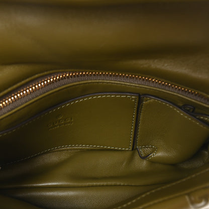 Gucci Lambskin Embossed Mini GG Milano Top Handle Shoulder Bag Green 5 of 10