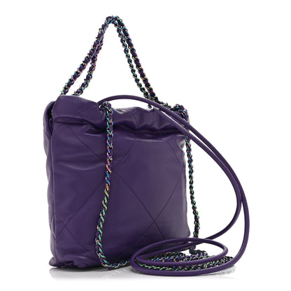 Chanel Shiny Calfskin Quilted Rainbow Mini Chanel 22 Purple 3 of 10