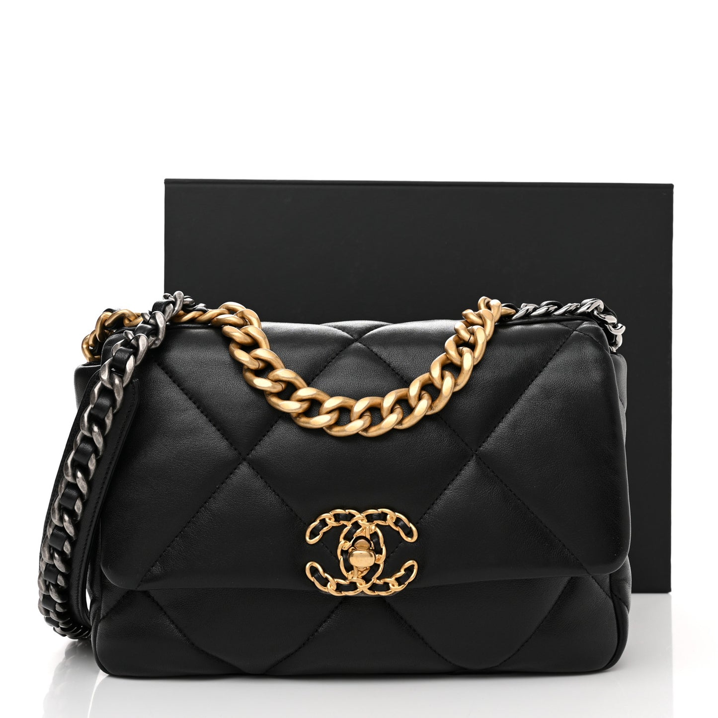 Lambskin Quilted Medium Chanel 19 Flap Black