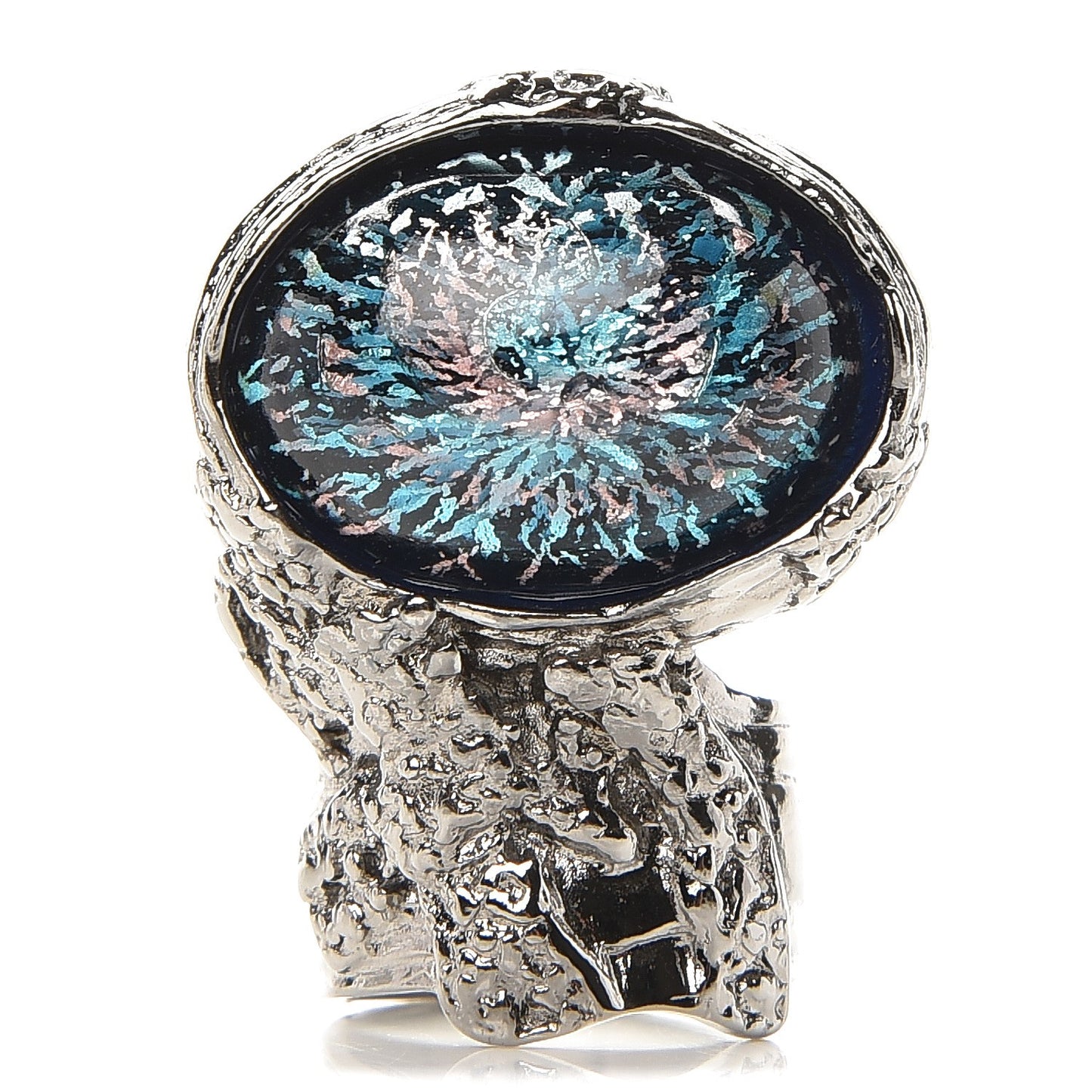 Glass Cabochon Arty Ovale Ring 6 Black Cipria