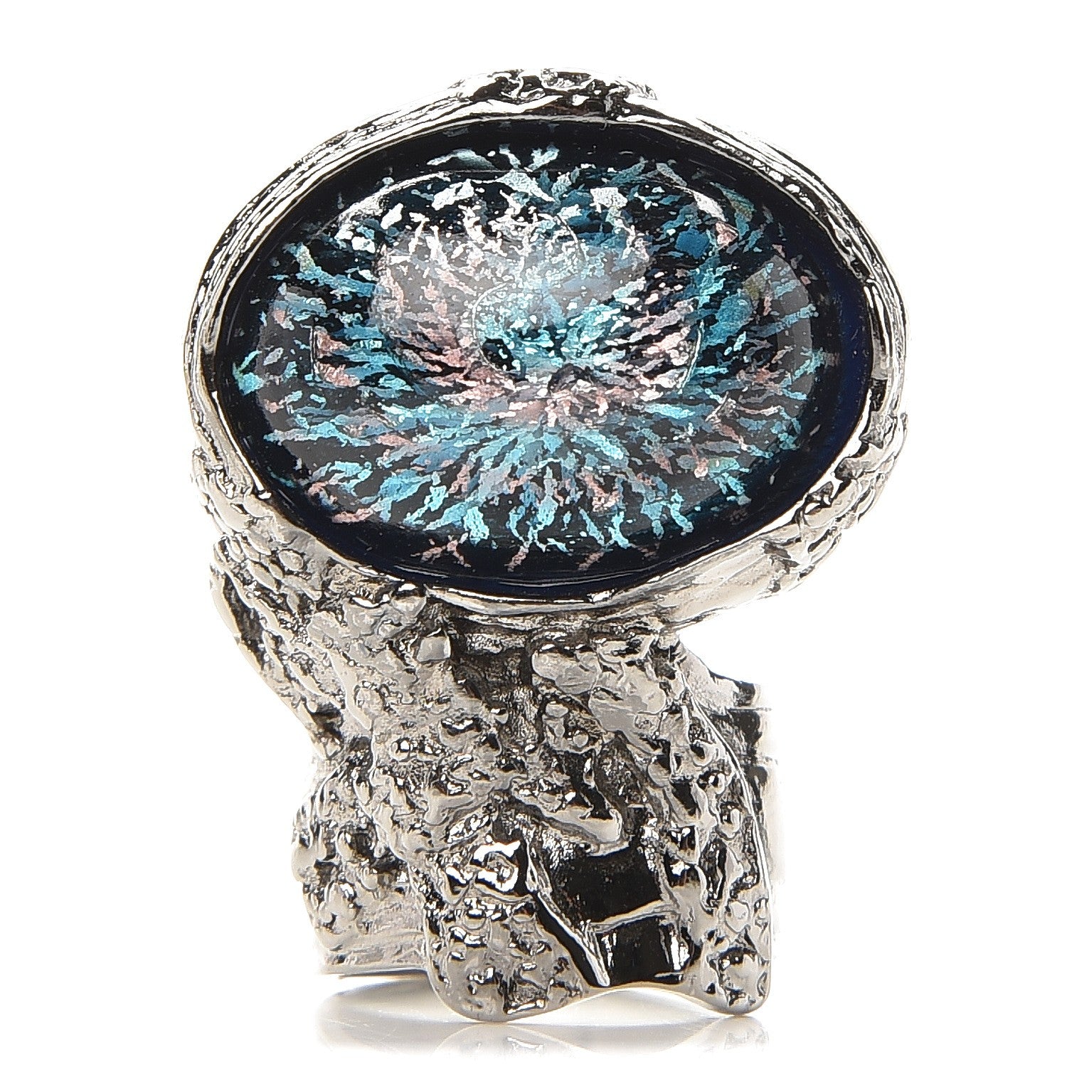 Saint Laurent Glass Cabochon Arty Ovale Ring 6 Black Cipria 1 of 4