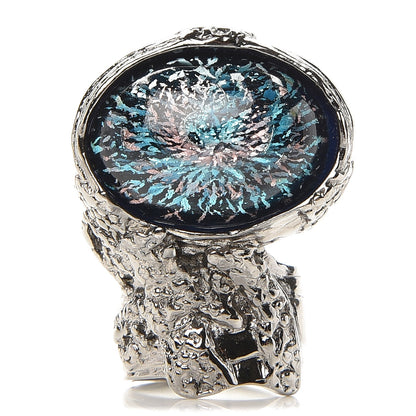 Saint Laurent Glass Cabochon Arty Ovale Ring 6 Black Cipria 1 of 4