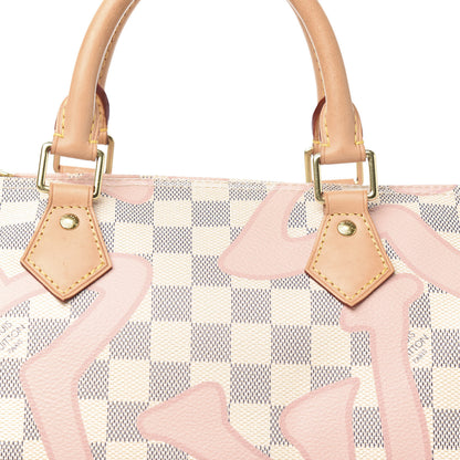 Louis Vuitton Damier Azur Tahitienne Speedy Bandouliere 30 Rose Ballerine 13 of 13