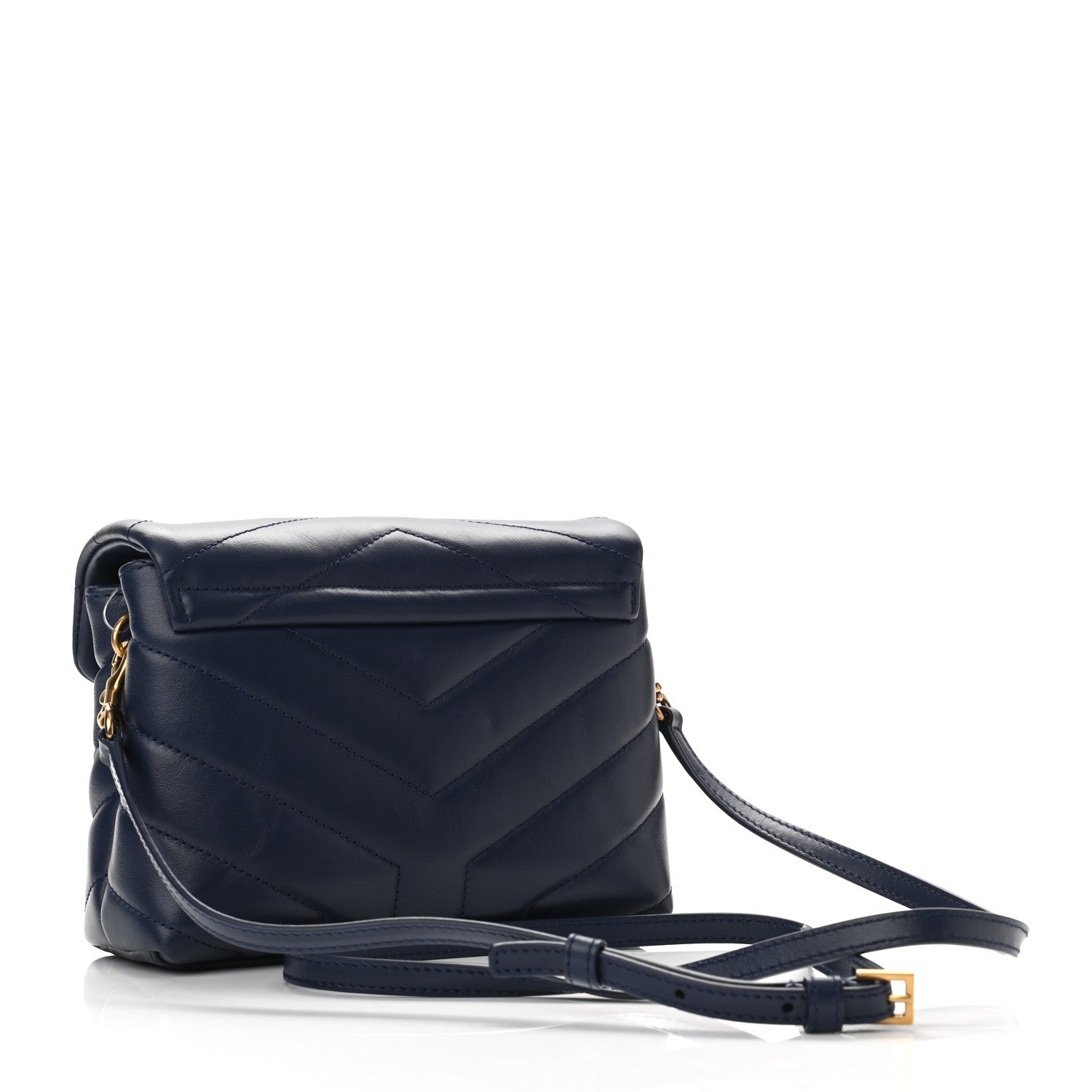 Saint Laurent Calfskin Y Quilted Monogram Toy Loulou Crossbody Bag Blue Charron 3 of 9