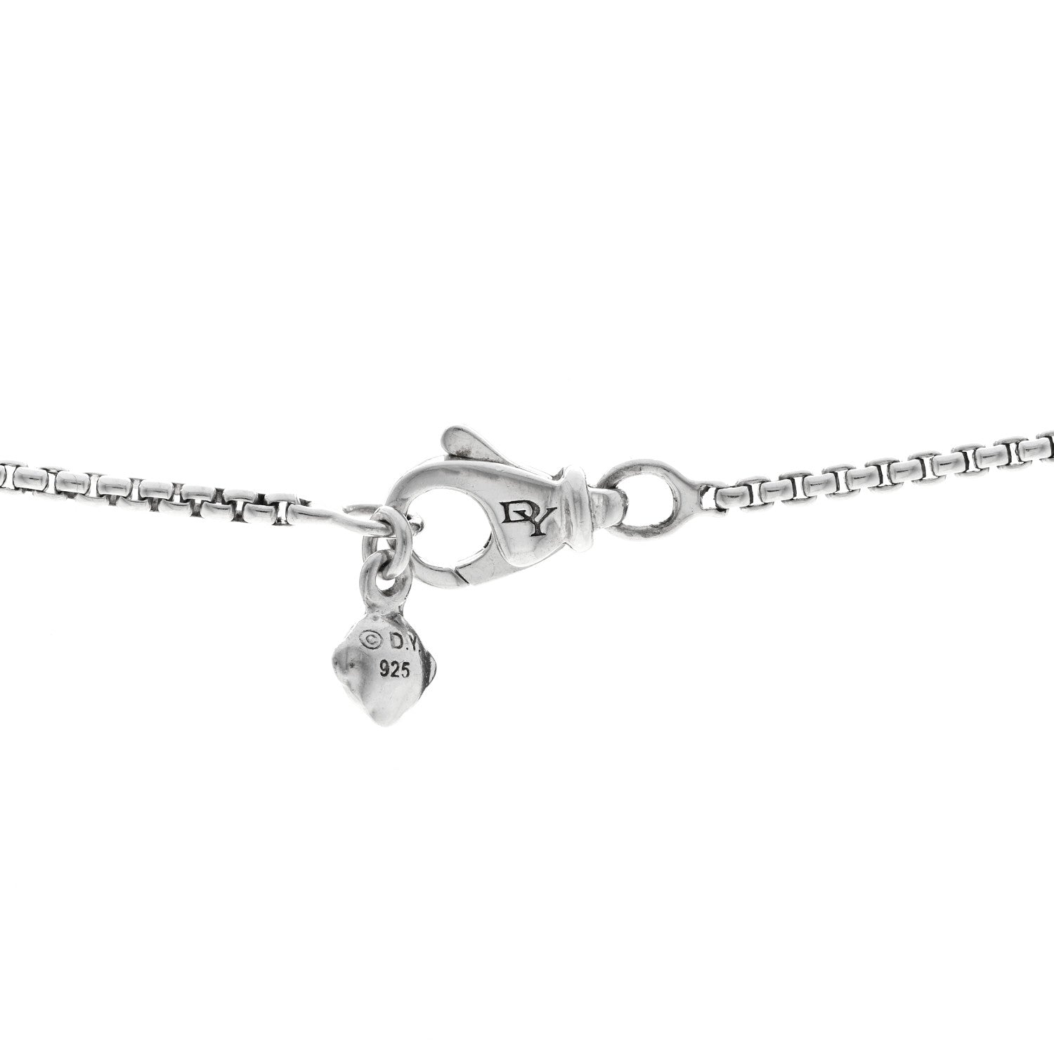 David Yurman Sterling Silver Diamond Lotus Amulet Charm Necklace 5 of 5