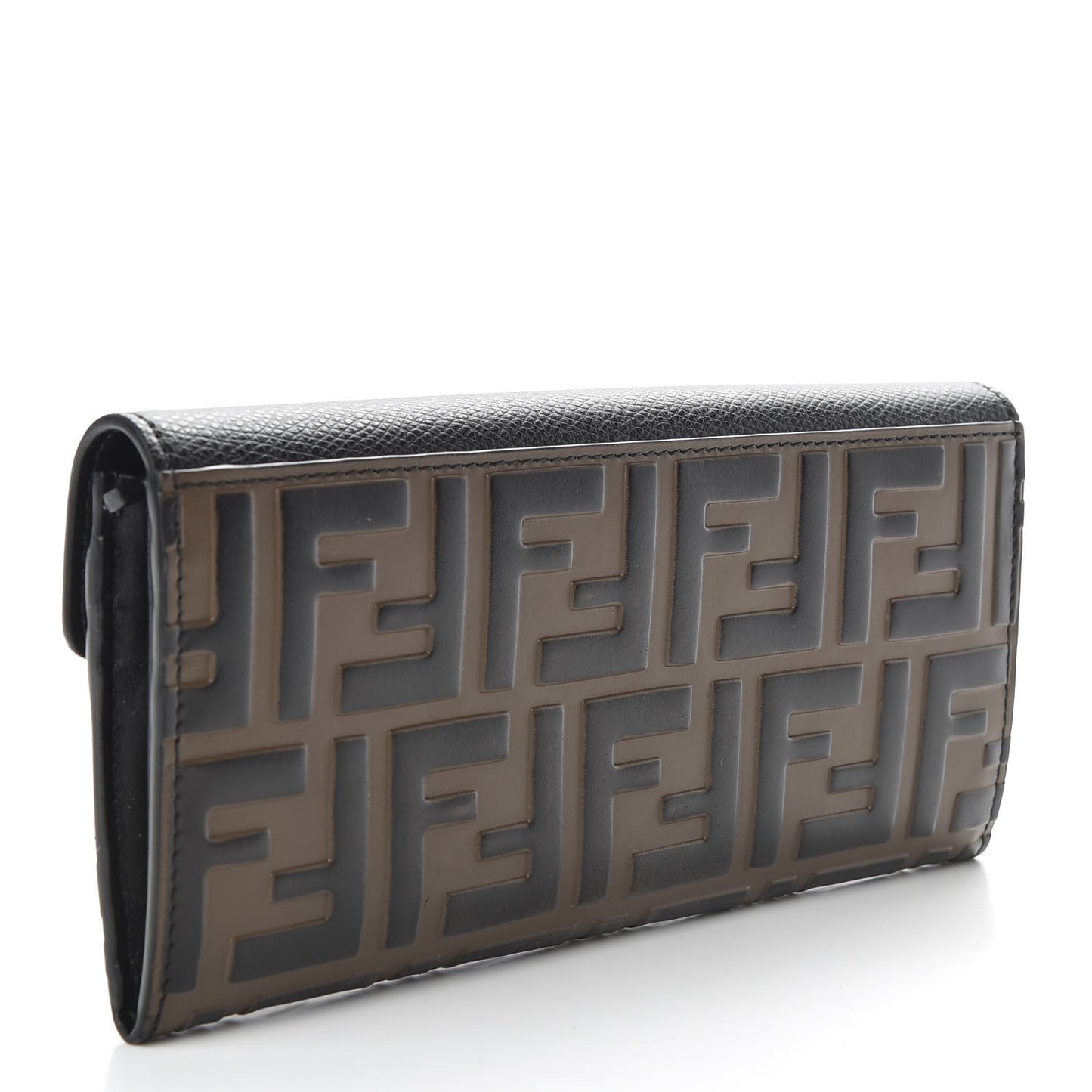 Vitello Cruise F is Fendi Bi-Color FF 1974 Embossed Continental Envelope Wallet Maya Black