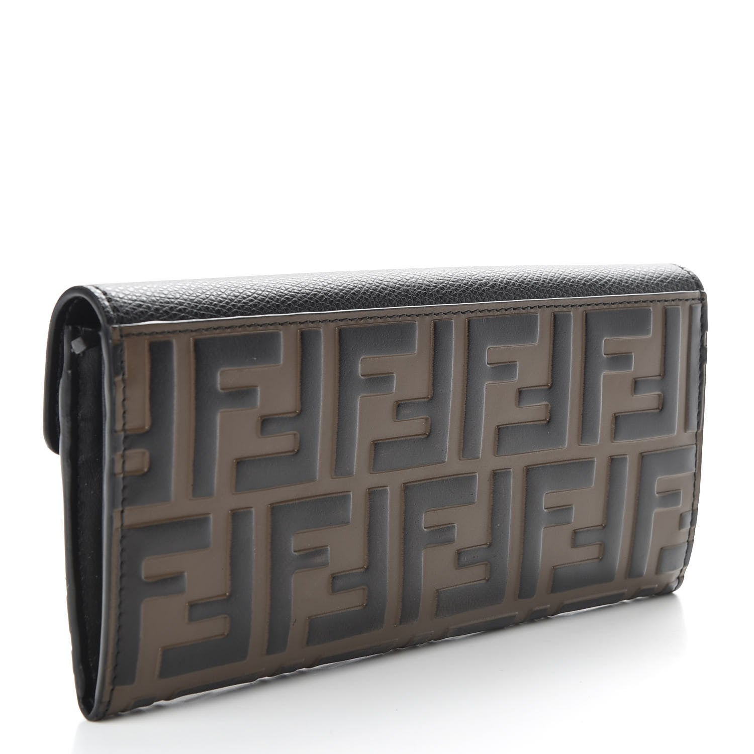 Fendi Vitello Cruise F is Fendi Bi-Color FF 1974 Embossed Continental Envelope Wallet Maya Black 3 of 7