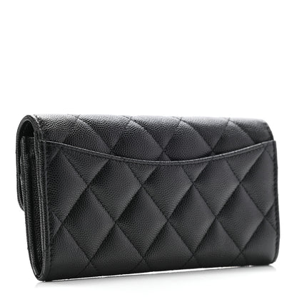 Chanel Caviar Quilted Medium Gusset Flap Wallet Black 3 of 7