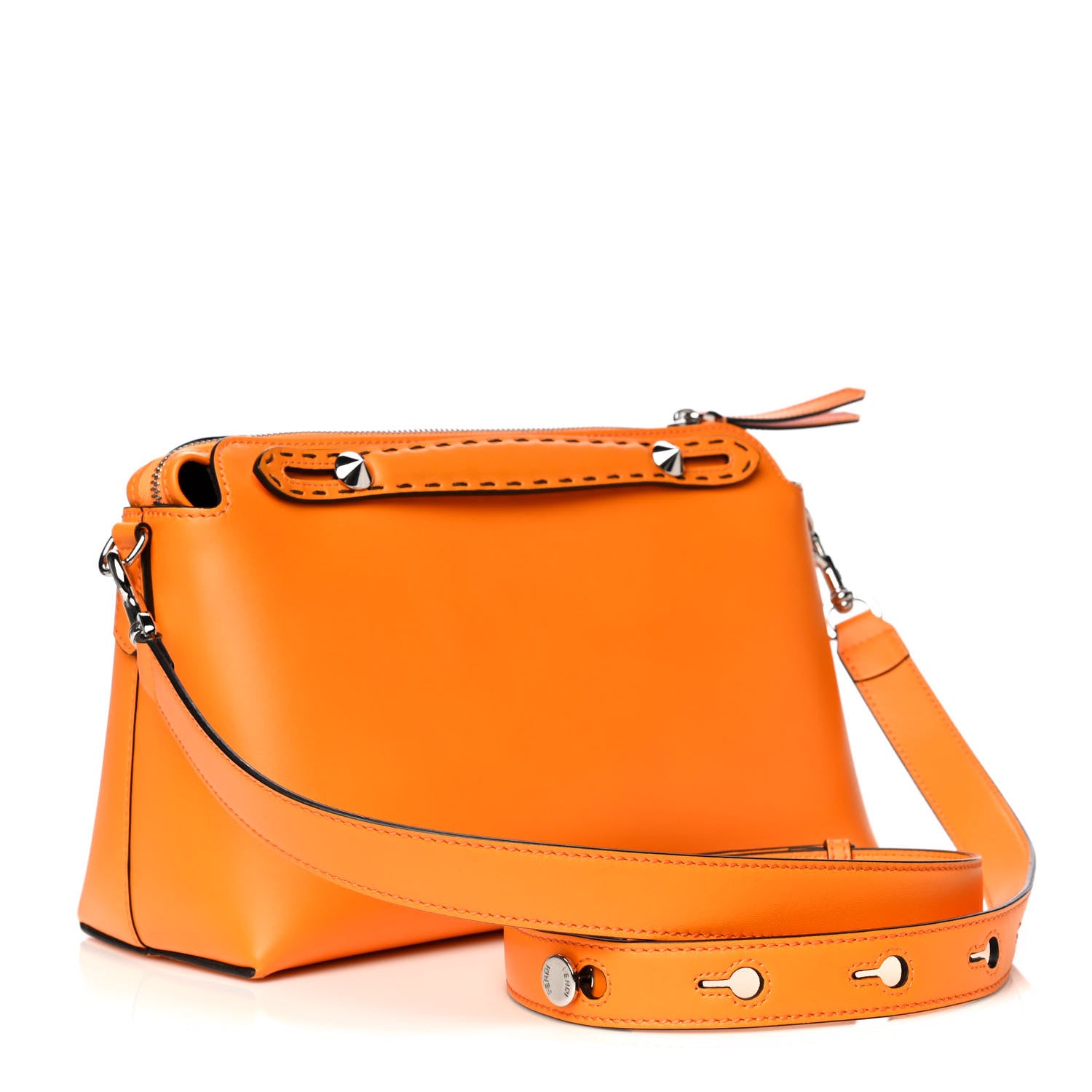 Fendi Vitello King Logo Embossed Medium By The Way Boston Bag Clementine 4 of 13