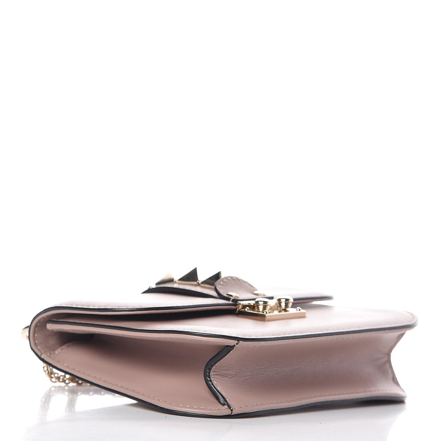 Vitello Small Glam Lock Rockstud Flap Poudre