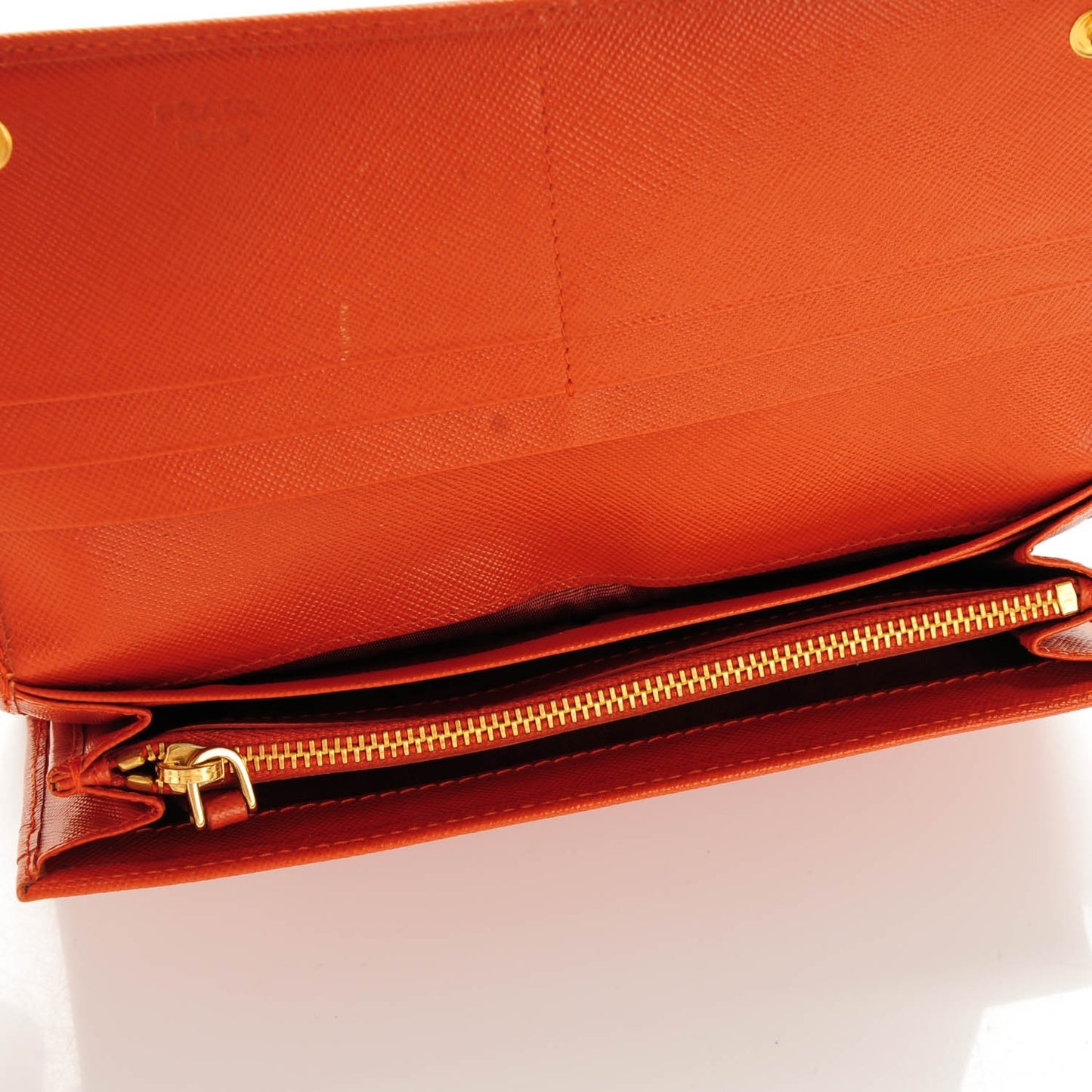 Saffiano Metal Continental Flap Wallet Papaya
